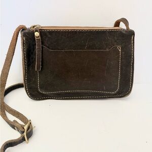 Coronado Stone Washed Leather Crossbody Purse Bag Handmade In USA